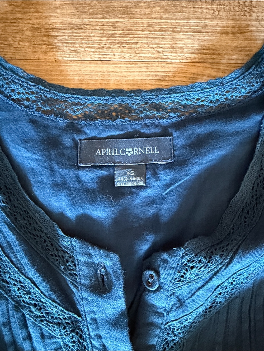 April Cornell Deep Blue Button-Front Maxi Dress XS - Picture 2 of 3